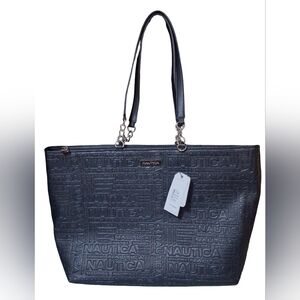 Authentic Nautica Logo Embossed Black Shoulder Bag NWT
